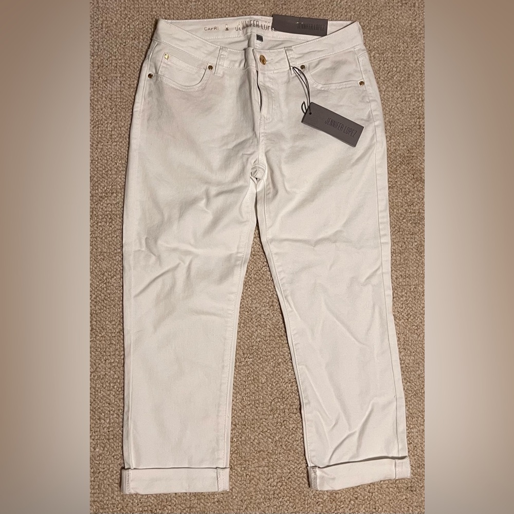 Jennifer Lopez White Cropped Jeans